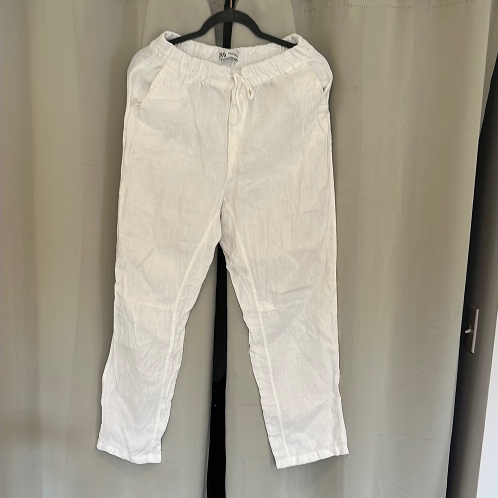 Zara Women's White Linen Pants
